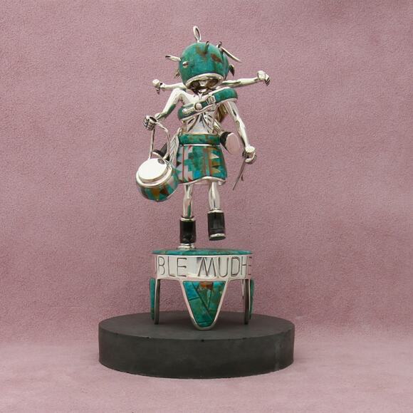 david freeland sterling silver turquoise double mudhead accessories kachina doll - Picture 1 of 11